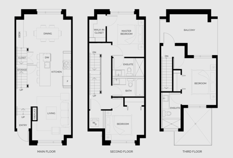 Floor plan for 3 beds, 2 baths, 1408 sqft